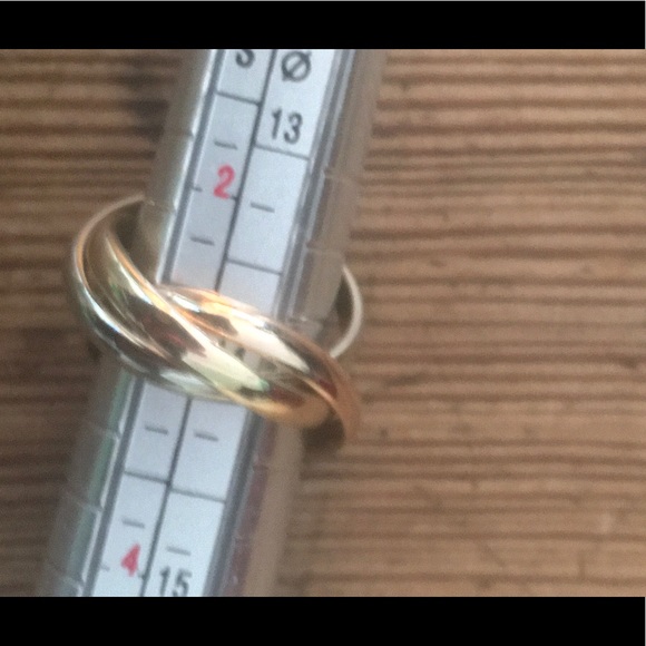 14k Gold Rolling 3 Ring Bands White Yellow Rose Vintage Pre owned Size 6-6.5 - Picture 9 of 11